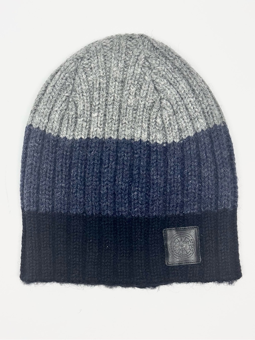 Canada Goose x Robert Mackie Mens Block Rib Slouch Hat NWT Navy Wool Beanie